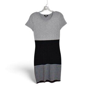 Premise Short Sleeve Black And Grey Bodycon Dress Size S